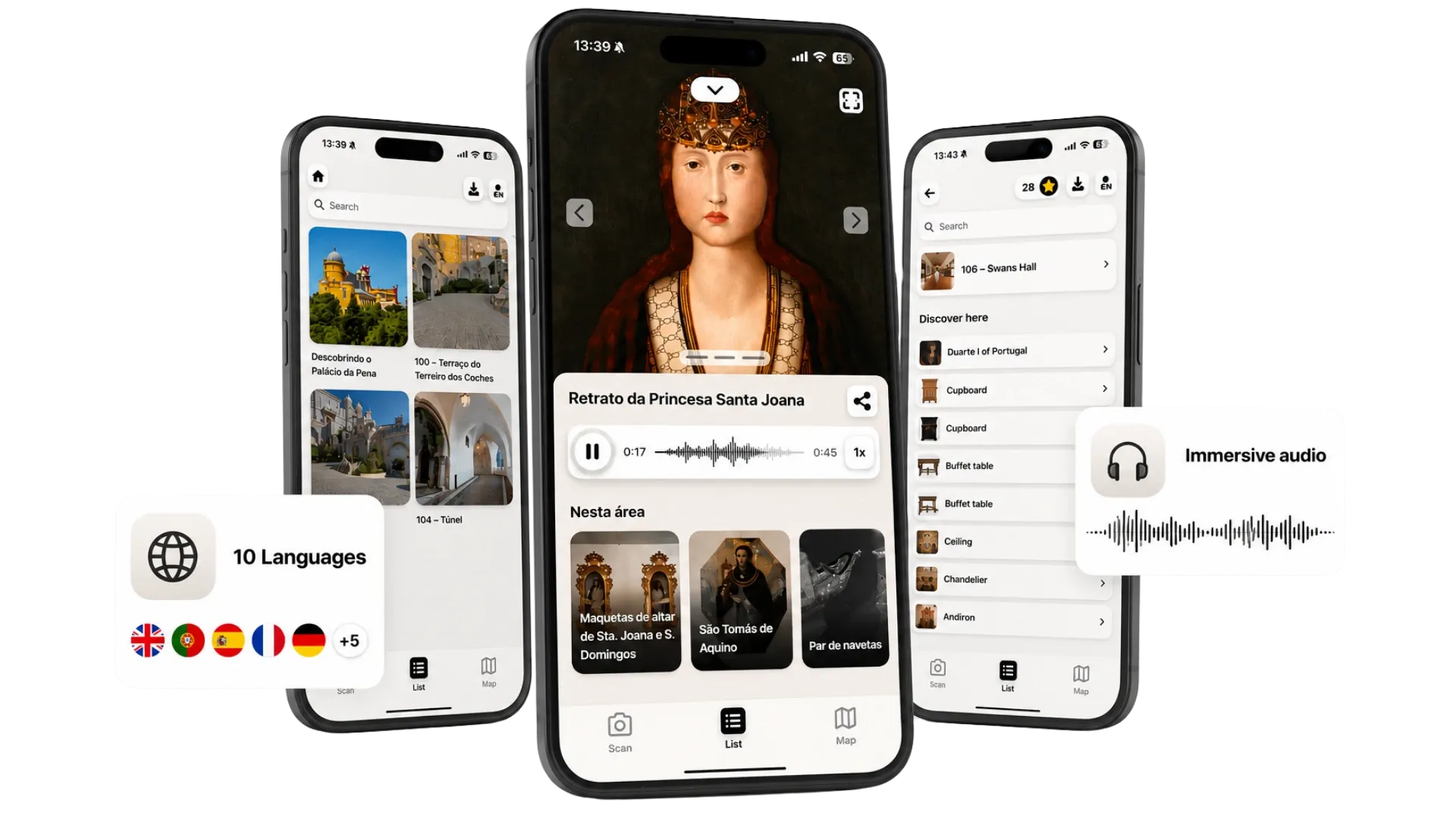 Audio guide experience on a visitor phone.