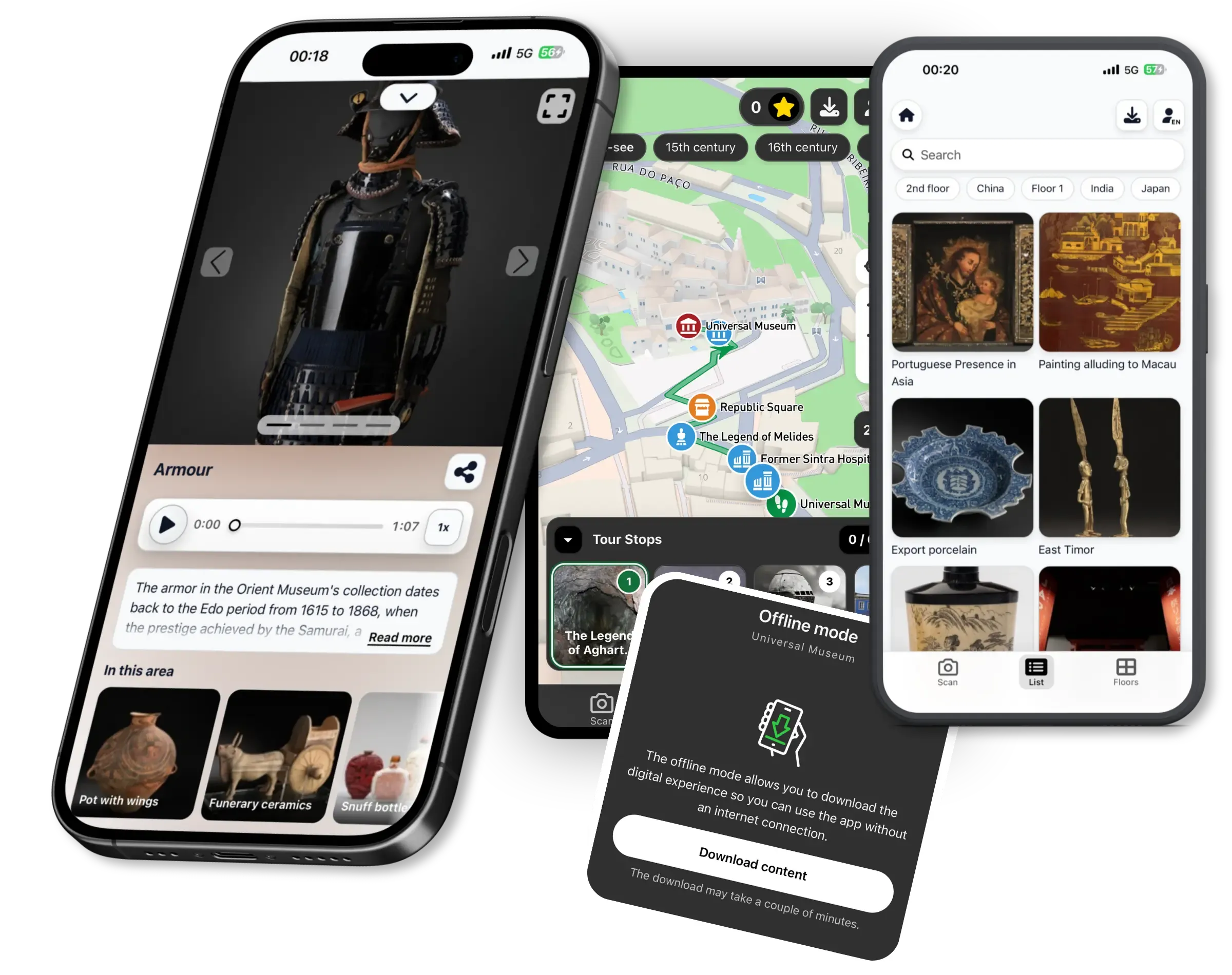 Placeholder for Zoomguide visitor app screens in a cultural space.